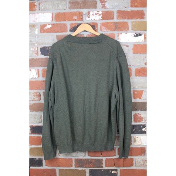 Eddie Bauer Green 1/4 Button Pullover Cotton Cashmere Sweater Mens XXL - Picture 3 of 7